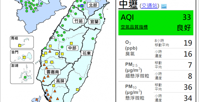 台灣空氣品質指數隨手查 PM2.5 霧霾快退散