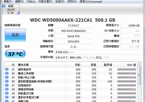 硬碟檢測維護工具 CrystalDiskInfo