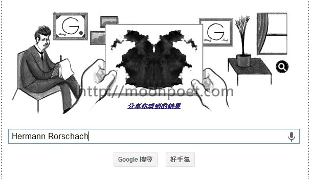 [Google Doodle]Hermann Rorschach 瑞士心理分析家 129歲冥誕紀念