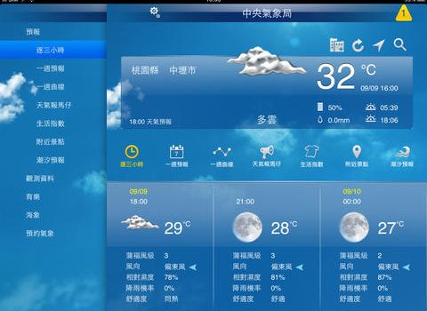 中央氣象局app 一周天氣預報帶著走