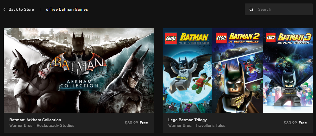 蝙蝠俠遊戲大放送 阿卡漢系列&樂高系列限時免費下載